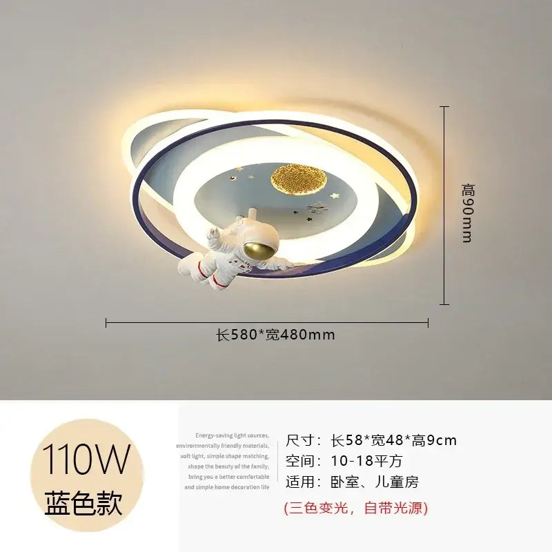 Modern blue & white airplane ceiling light bedroom decor