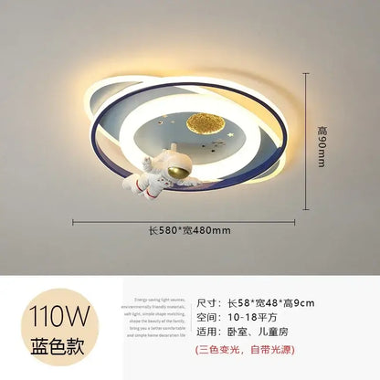 Modern blue & white airplane ceiling light bedroom decor
