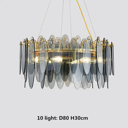 Modern blue & white leaf pendant lights living room gold metal chain