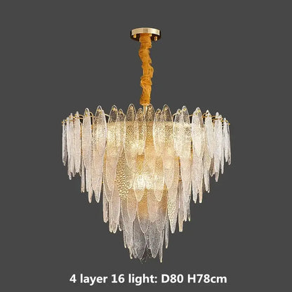 Modern blue & white leaf pendant lights living room gold metal chain