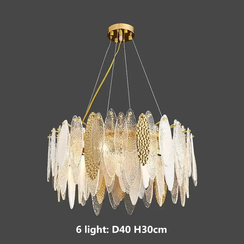 Modern blue & white leaf pendant lights living room gold metal chain
