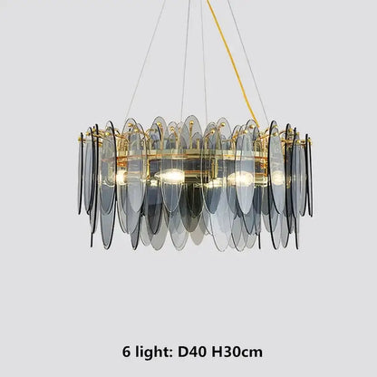 Modern blue & white leaf pendant lights living room gold metal chain
