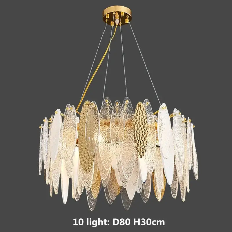 Modern blue & white leaf pendant lights living room gold metal chain