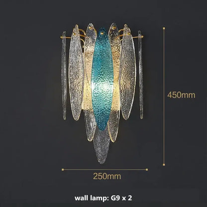 Modern blue & white leaf pendant lights living room gold metal chain