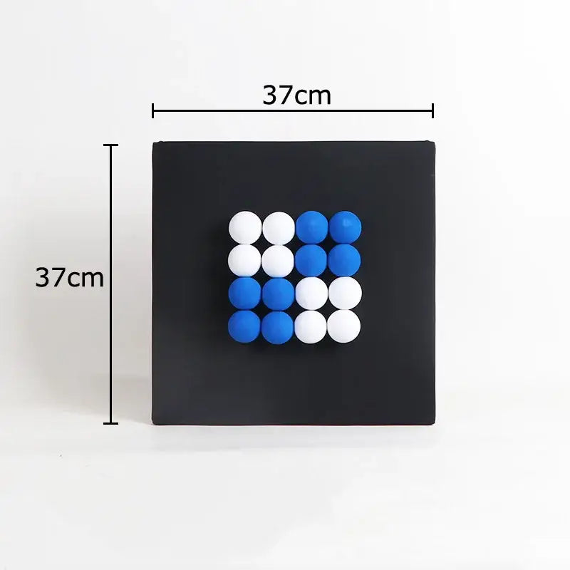 Modern blue & wood ball hanging wall decor living room art