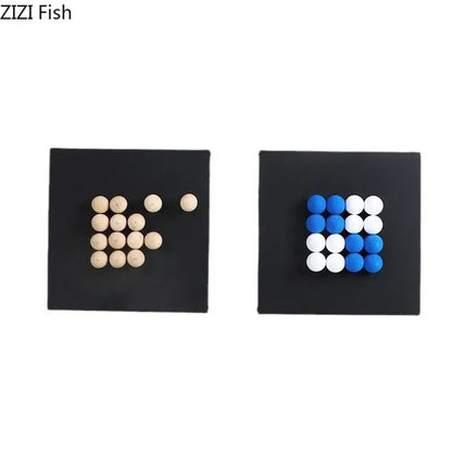 Modern blue & wood ball hanging wall decor living room art