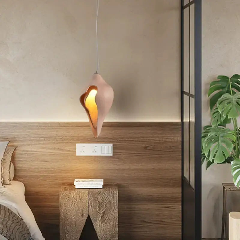 Modern blush pink ceramic pendant light dining room conch