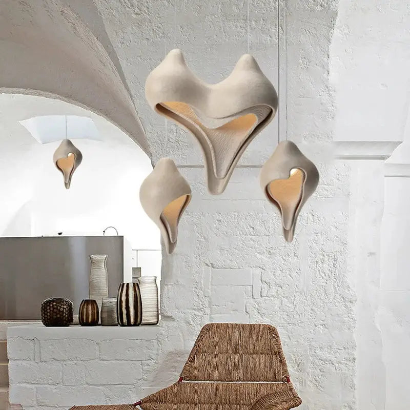 Modern blush pink ceramic pendant light dining room conch
