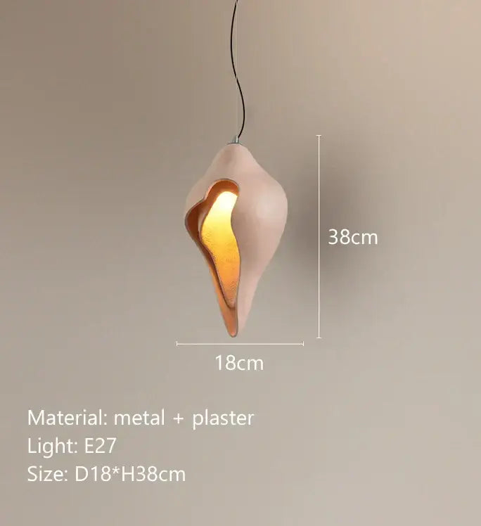 Modern blush pink ceramic pendant light dining room conch