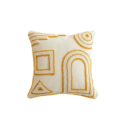 Modern boho golden yellow geometric cushion cover living room tassel