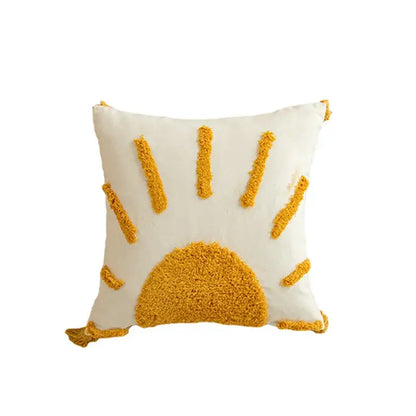Modern boho golden yellow geometric cushion cover living room tassel