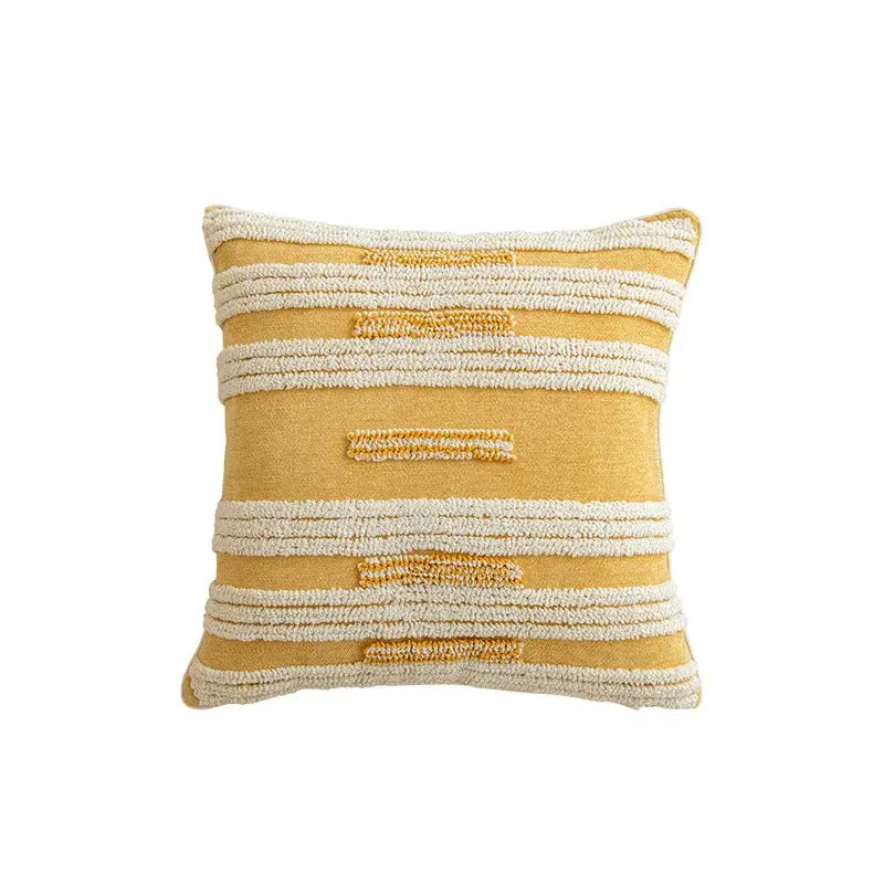 Modern boho golden yellow geometric cushion cover living room tassel