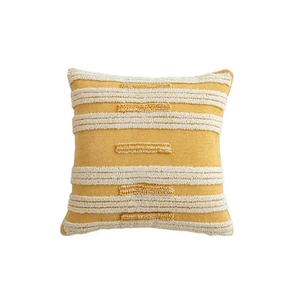 Modern boho golden yellow geometric cushion cover living room tassel