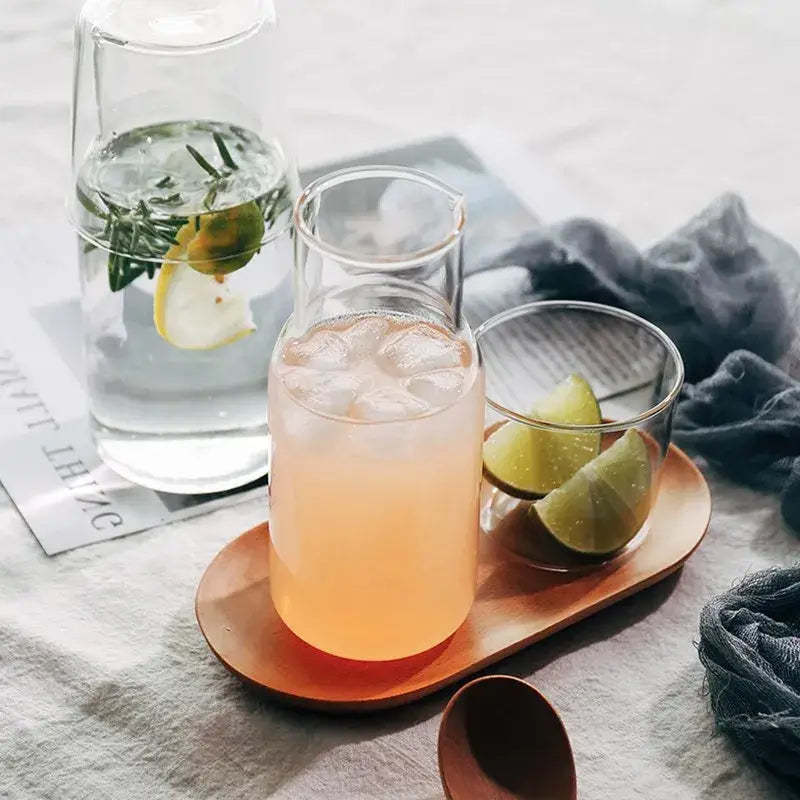 Modern borosilicate glass drinkware set kitchen carafe and tumbler