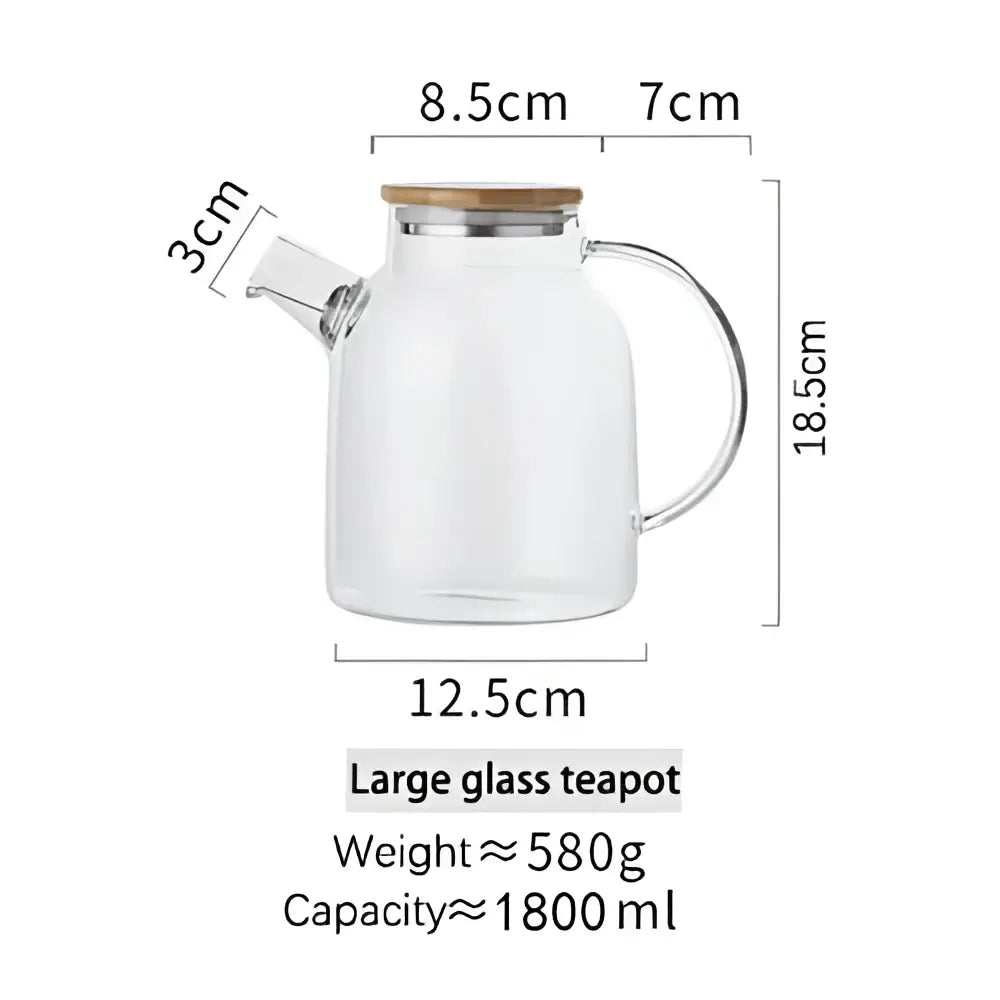Modern borosilicate glass teapot with wood handle kitchen tea set