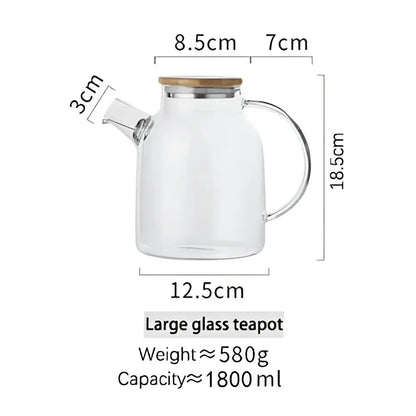 Modern borosilicate glass teapot with wood handle kitchen tea set