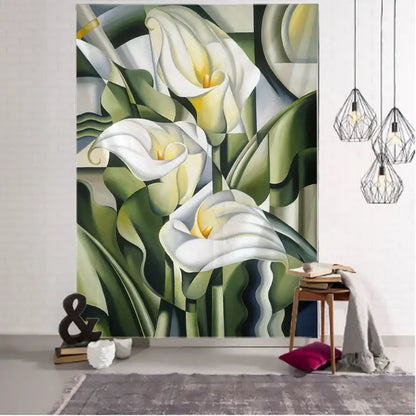 Modern botanical wildflower tapestry – bedroom abstract floral art