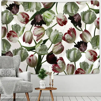 Modern botanical wildflower tapestry – bedroom abstract floral art