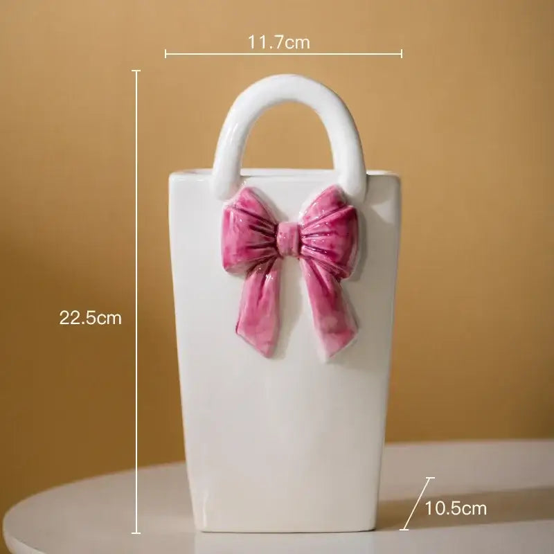 Modern bowknot ceramic vase handbag decor living room flower pot