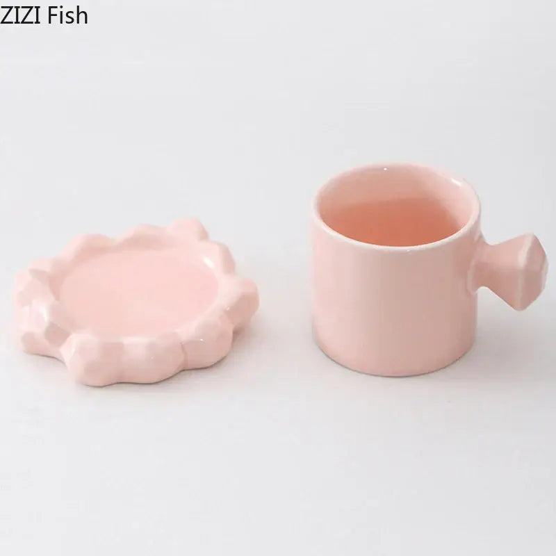 Modern bowknot decor porcelain cup and saucer set dining room mug