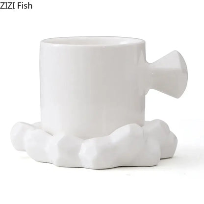 Modern bowknot decor porcelain cup and saucer set dining room mug