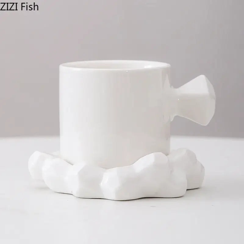 Modern bowknot decor porcelain cup and saucer set dining room mug