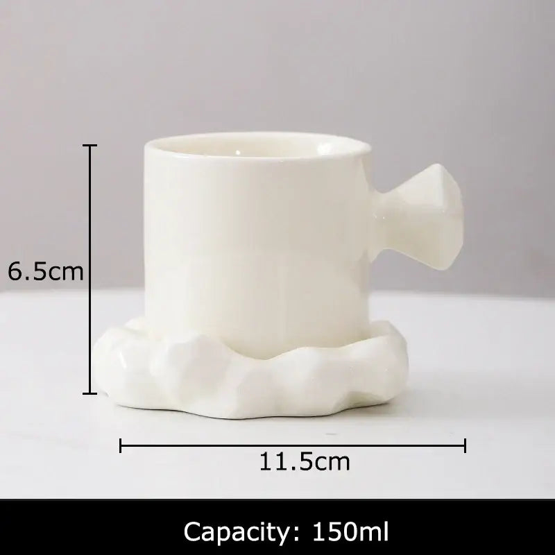 Modern bowknot decor porcelain cup and saucer set dining room mug