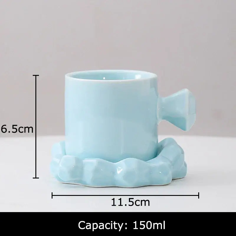 Modern bowknot decor porcelain cup and saucer set dining room mug