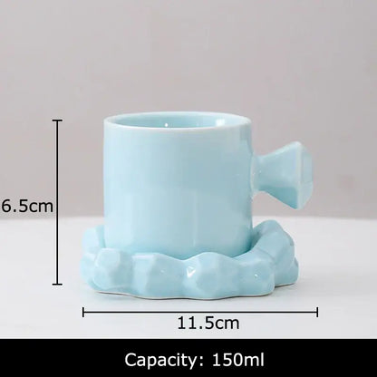 Modern bowknot decor porcelain cup and saucer set dining room mug