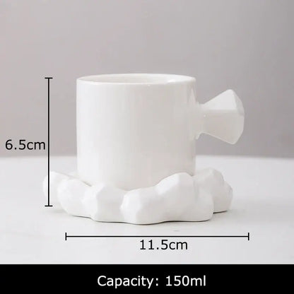 Modern bowknot decor porcelain cup and saucer set dining room mug