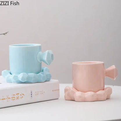 Modern bowknot decor porcelain cup and saucer set dining room mug