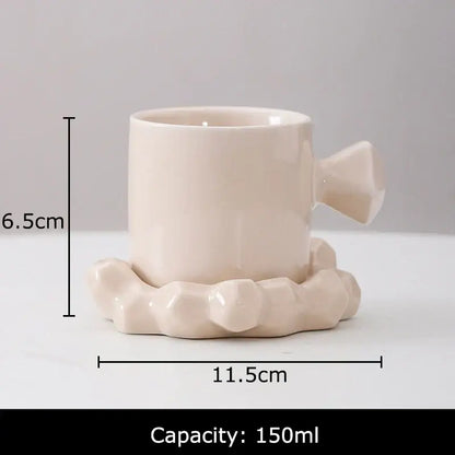 Modern bowknot decor porcelain cup and saucer set dining room mug