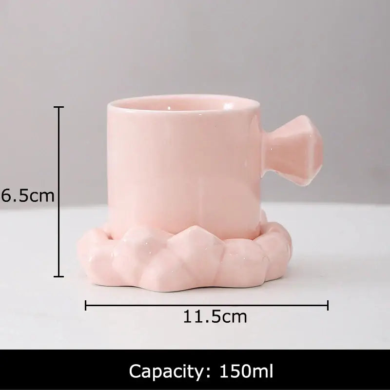 Modern bowknot decor porcelain cup and saucer set dining room mug