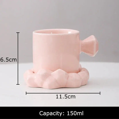 Modern bowknot decor porcelain cup and saucer set dining room mug