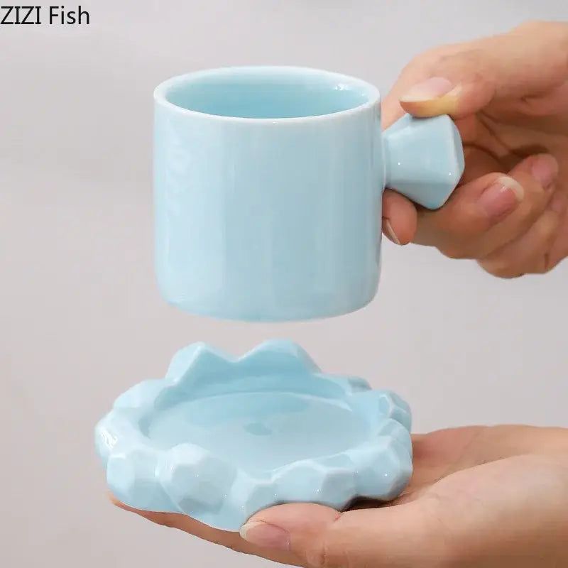 Modern bowknot decor porcelain cup and saucer set dining room mug