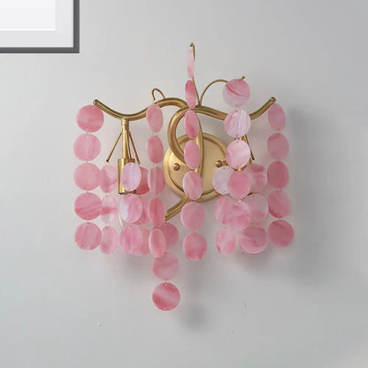 DecorBites™ Modern Branch Design Bedroom Wall Lamp - Blue/Pink Glass, 2 Lights, Open Bulb