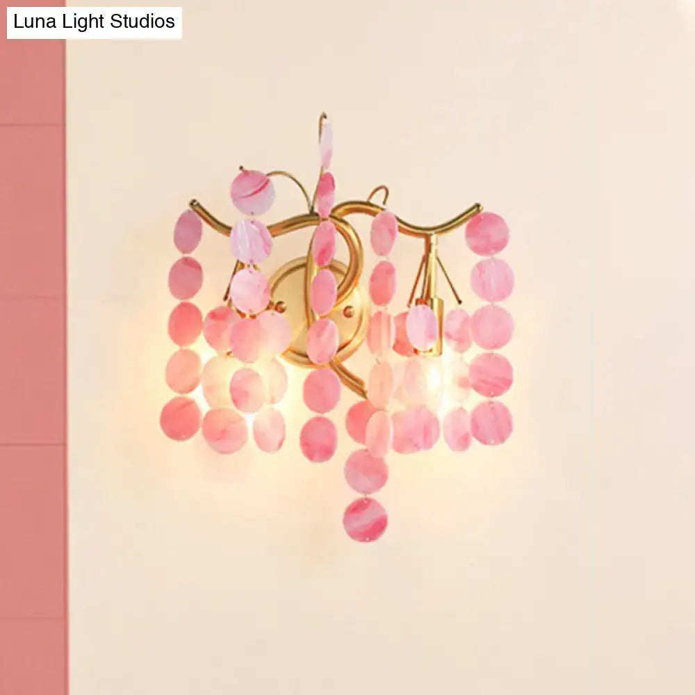 Modern branch design blue & pink glass wall lamp bedroom sconce