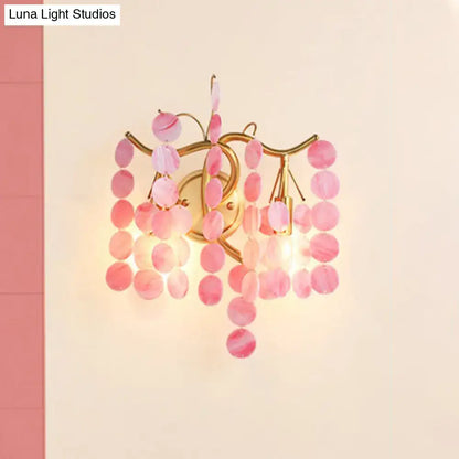 Modern branch design blue & pink glass wall lamp bedroom sconce