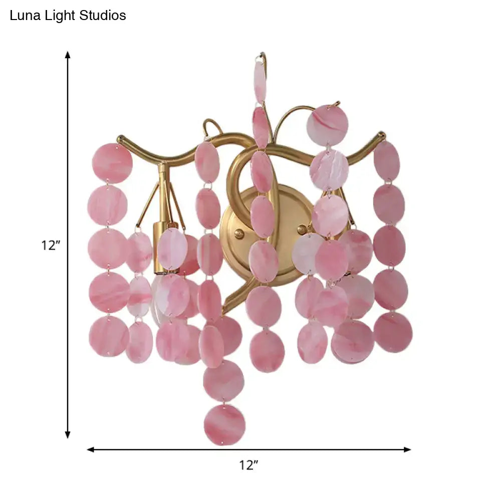 Modern branch design blue & pink glass wall lamp bedroom sconce