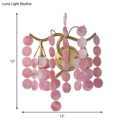 Modern branch design blue & pink glass wall lamp bedroom sconce