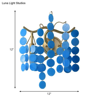 Modern branch design blue & pink glass wall lamp bedroom sconce