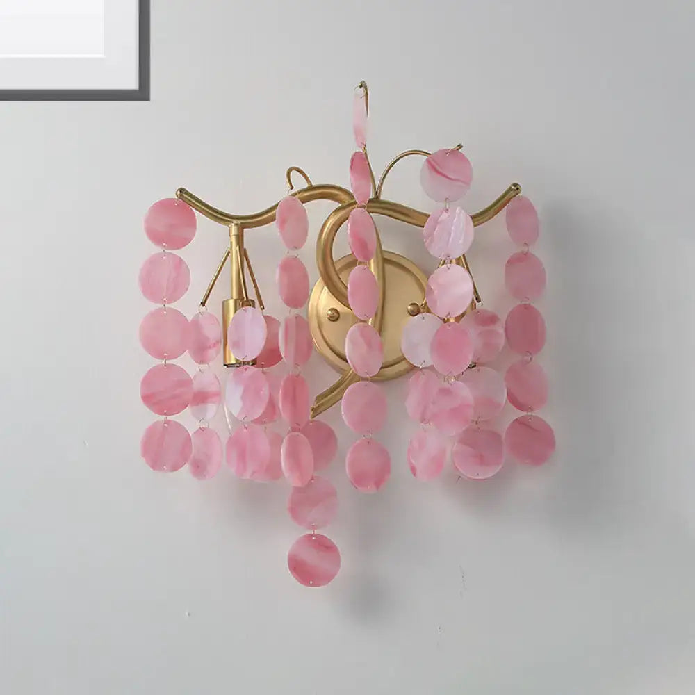 Modern branch design blue & pink glass wall lamp bedroom sconce