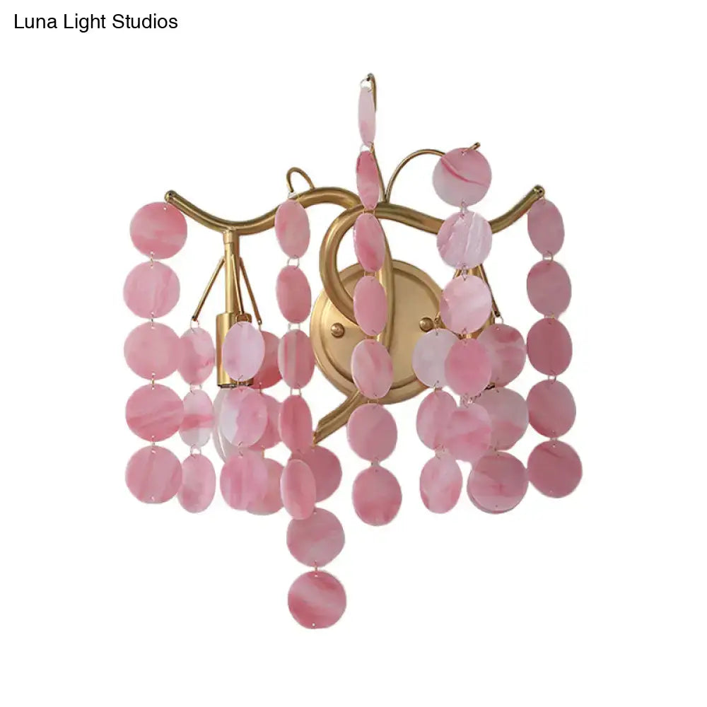 Modern branch design blue & pink glass wall lamp bedroom sconce