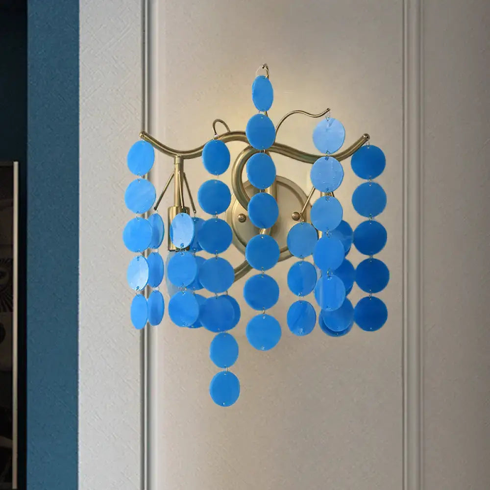 Modern branch design blue & pink glass wall lamp bedroom sconce