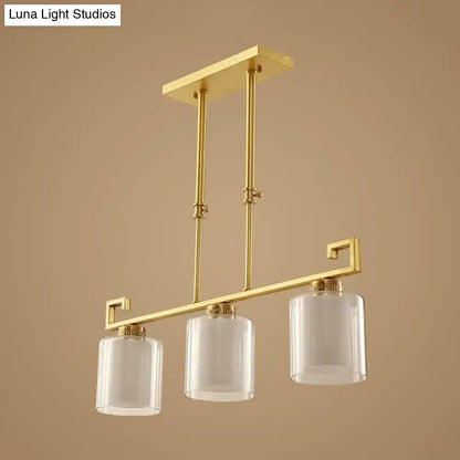 Modern brass 3 head cylinder island lighting kitchen pendant lamp