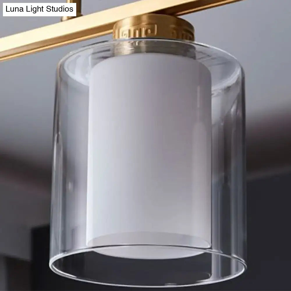 Modern brass 3-light island lamp kitchen glass ceiling fixture