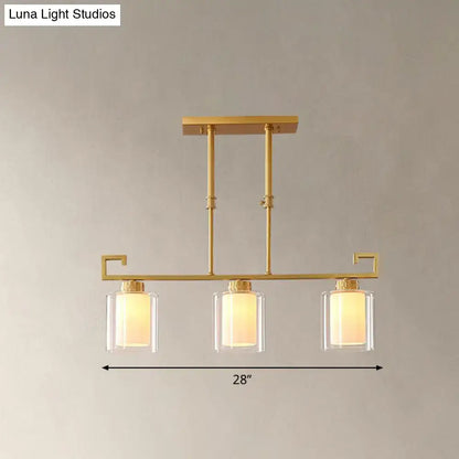 Modern brass 3-light island lamp kitchen glass ceiling fixture