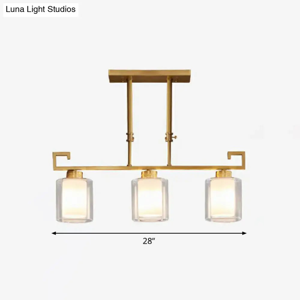 Modern brass 3-light island lamp kitchen glass ceiling fixture