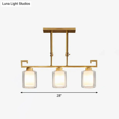 Modern brass 3-light island lamp kitchen glass ceiling fixture