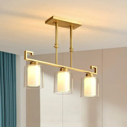 Modern brass 3-light island lamp kitchen glass ceiling fixture